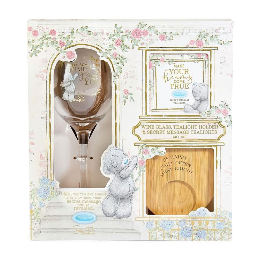Secret Message Glass Tealights & Holder Me to You Bear Gift Set Extra Image 1